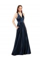 Cheap Long Formal Satin Bridesmaid Gown with Halter Neckline Canada