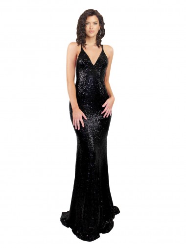 Cheap Sleek Fishtail Shaped Open Back Formal Sequin Bridesmaid Dress / Prom Dress Canada