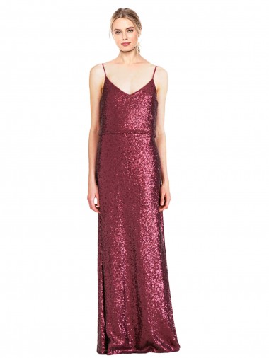 Cheap High Neck Halter Long Slim Formal Sequin Bridesmaid Dress / Prom Dress with V-Neck and Blouson Bodice Canada