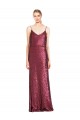 Cheap High Neck Halter Long Slim Formal Sequin Bridesmaid Dress / Prom Dress with V-Neck and Blouson Bodice Canada