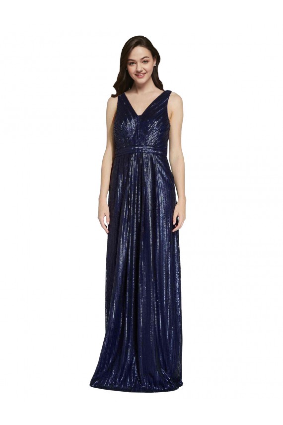 Cheap Long V-Neck Sparking Formal Sequin Bridesmaid Dress / Prom Dress with Low V-Back Canada