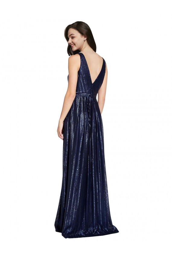 Cheap Long V-Neck Sparking Formal Sequin Bridesmaid Dress / Prom Dress with Low V-Back Canada