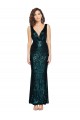 Cheap V-Neck Full Length Formal Sequin Bridesmaid Dress / Prom Dress with Draped Back Canada