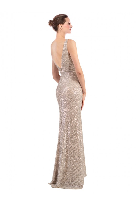 Cheap Faux Surplice V-Neck Slim Formal Sparkling Sequin Bridesmaid Dress / Prom Dress Canada
