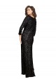 Cheap Deep V-Neckline Full Back Long Sleeves Sparkling Formal Sequin Bridesmaid Dress / Prom Dress with High Slit Canada