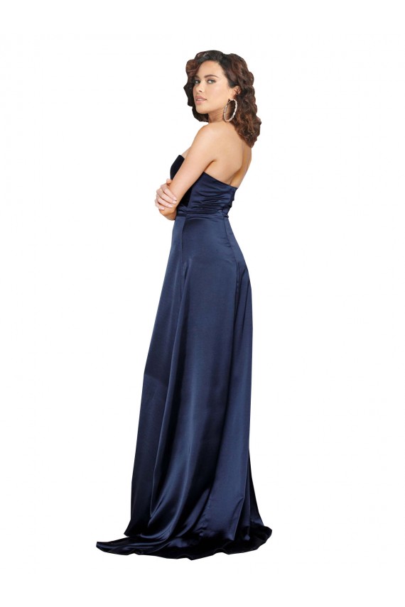 Cheap Knotted Sweetheart Formal Silky Satin Bridesmaid Dress / Prom Dress with High Side Split Canada