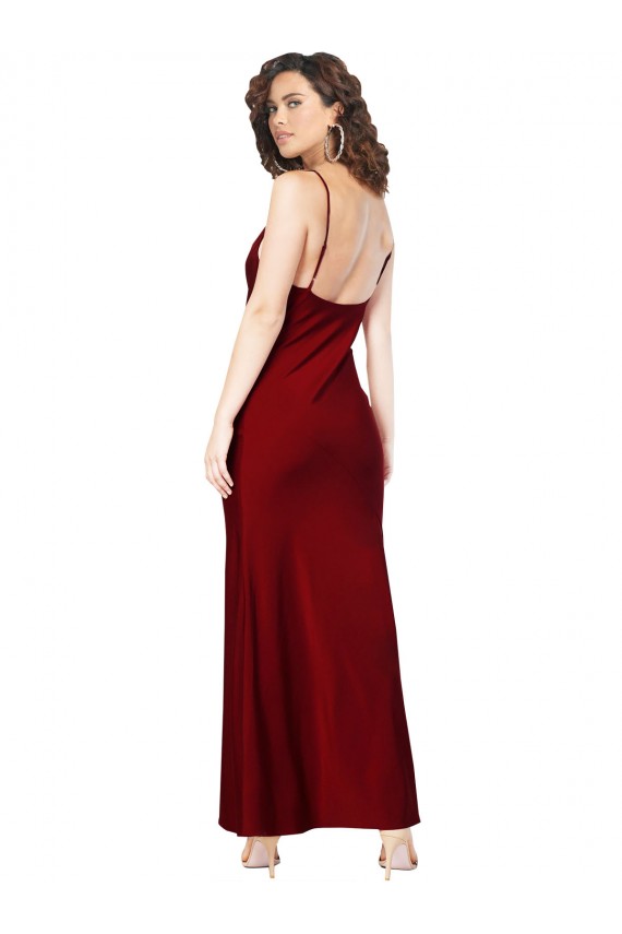 Cheap Cowl Neck Low Back Formal Silky Satin Bridesmaid Dress / Prom Dress with Thin Back Straps Canada