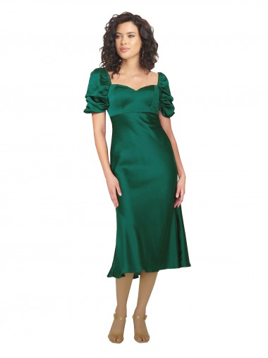 Cheap Ruched Sleeve Formal Silky Satin Bridesmaid Dress / Prom Dress Canada
