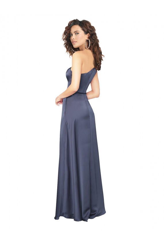Cheap Draped Formal Silky Satin Bridesmaid Dress / Prom Dress with Tied Waist Canada