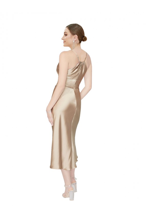 Cheap Empire Waist Formal Silky Satin Cocktail Midi Bridesmaid Dress / Prom Dress Canada