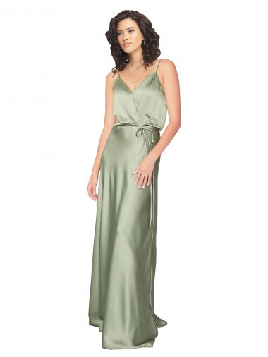 Cheap Formal Silky Satin Bridesmaid Dress with Tied Waist Canada