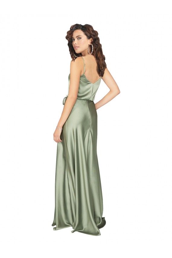 Cheap Formal Silky Satin Bridesmaid Dress with Tied Waist Canada