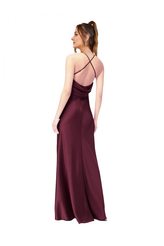 Cheap Cowl Back V-Neck Formal Silky Satin Bridesmaid Dress / Prom Dress Canada