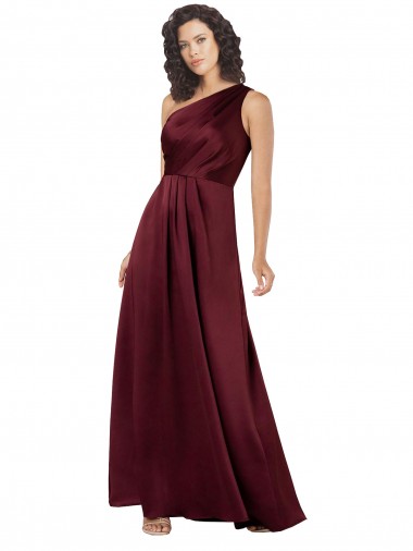Cheap One Shoulder Formal Silky Satin Bridesmaid Dress / Prom Dress with Subtle Pleats Canada