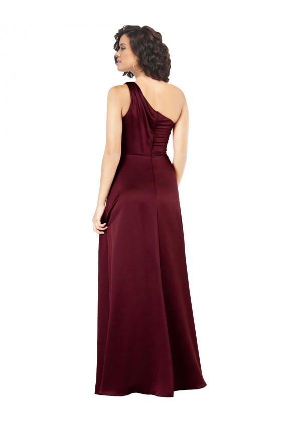 Cheap One Shoulder Formal Silky Satin Bridesmaid Dress / Prom Dress with Subtle Pleats Canada