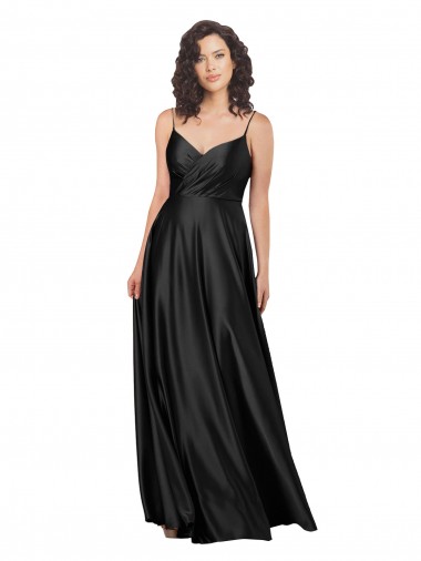 Cheap Full Length V-Neckline Formal Silky Satin Bridesmaid Dress / Prom Dress with Full Skirt Canada