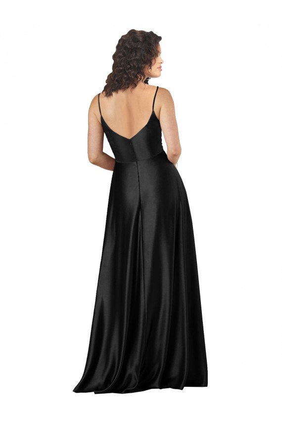Cheap Full Length V-Neckline Formal Silky Satin Bridesmaid Dress / Prom Dress with Full Skirt Canada
