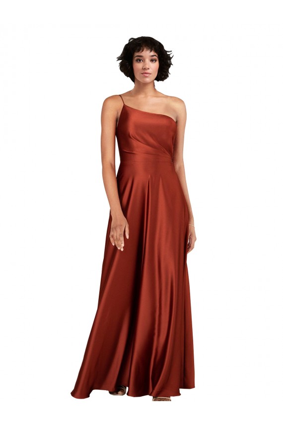 Cheap Sophisticated One Shoulder Formal Silky Satin Bridesmaid Dress / Prom Dress with Full Skirt Canada
