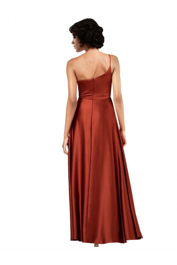 Cheap Sophisticated One Shoulder Formal Silky Satin Bridesmaid Dress / Prom Dress with Full Skirt Canada