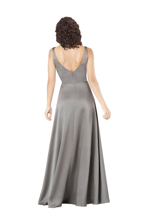 Cheap Plunging V-Neckline Long A-Line Formal Silky Satin Bridesmaid Dress / Prom Dress Canada
