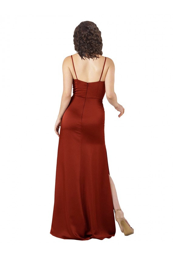 Cheap Floor-Length Formal Silky Satin Bridesmaid Dress / Prom Dress with Skirt Slit Canada