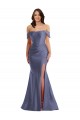 Cheap Off the Shoulder Corset Formal Silky Satin Mermaid Bridesmaid Dress / Prom Dress with Side Slit Canada