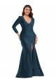Cheap Long Sleeves Draped Wrap Formal Silky Satin Mermaid Bridesmaid Dress / Prom Dress with Front Slit Canada