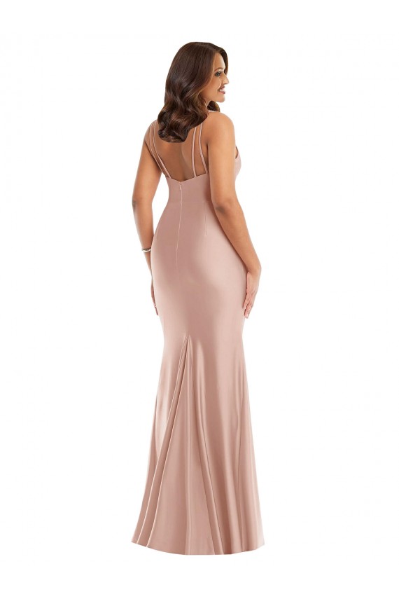 Cheap Deep V-Neck Formal Silky Satin Mermaid Bridesmaid Dress / Prom Dress with Side Slit Canada