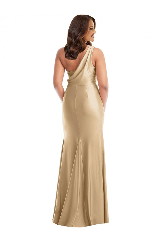 Cheap One Shoulder Asymmetrical Cowl Back Formal Silky Satin Mermaid Bridesmaid Dress / Prom Dress Canada