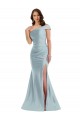 Cheap Bias-Cuff One Shoulder Formal Silky Satin Mermaid Bridesmaid Dress / Prom Dress with Side Slit Canada