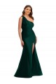 Cheap Cascading Bow One Shoulder Formal Silky Satin Mermaid Bridesmaid Dress / Prom Dress with Front Slit Canada