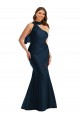 Cheap Scarf Neck One Shoulder Formal Silky Satin Mermaid Bridesmaid Dress / Prom Dress with Front Slit Canada
