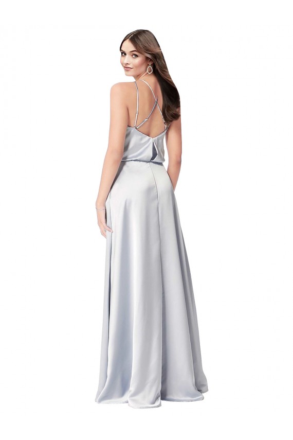Cheap Halter Neck Formal Silky Satin Bridesmaid Dress with Strappy Back Canada