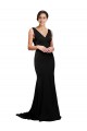 Cheap V-Neck Full Length Formal Silky Satin Bridesmaid Dress / Prom Dress with Soft Cowl Neck and Sweep Train Canada