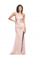 Cheap Full Length Ruched Formal Silky Satin Bridesmaid Dress / Prom Dress with Low Back and High Split Canada