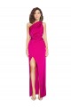 Cheap One Shoulder Long Full Length Formal Silky Satin Bridesmaid Dress / Prom Dress with Front Side Split Canada