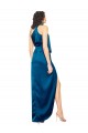Cheap High Halter Neck Formal Silky Satin Bridesmaid Dress / Prom Dress with Sash Overlay and Side Split Canada