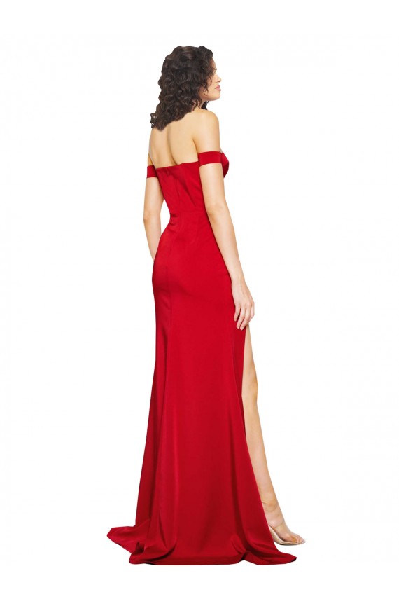 Cheap Off the Shoulder Sweetheart Bustier Style Formal Silky Satin Bridesmaid Dress / Prom Dress with Side Split Canada