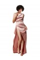 Cheap Low Back One Shoulder Full Length Formal Silky Satin Bridesmaid Dress / Prom Dress Canada