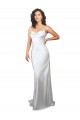 Cheap Simple Sweep Train Low Back Tie Cowl Neck Long Silky Satin Beach Wedding Dress Canada