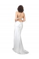 Cheap Simple Sweep Train Low Back Tie Cowl Neck Long Silky Satin Beach Wedding Dress Canada