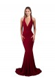 Cheap Halter Mermaid Plunge V-Neckline Open Back Bow Tie Formal Spandex Bridesmaid Dress / Prom Dress Canada