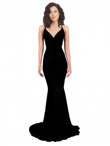 Cheap Fishtail Shaped V-Neck Open Back Formal Spandex Bridesmaid Dress / Prom Dress Canada