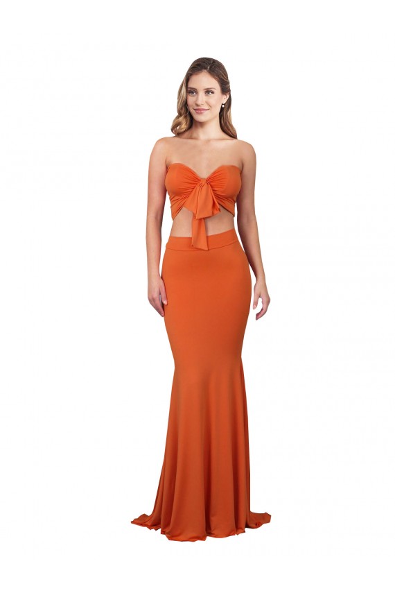 Cheap Strapless Bandeau Bodice Long Formal Spandex Bridesmaid Dress / Prom Dress Canada