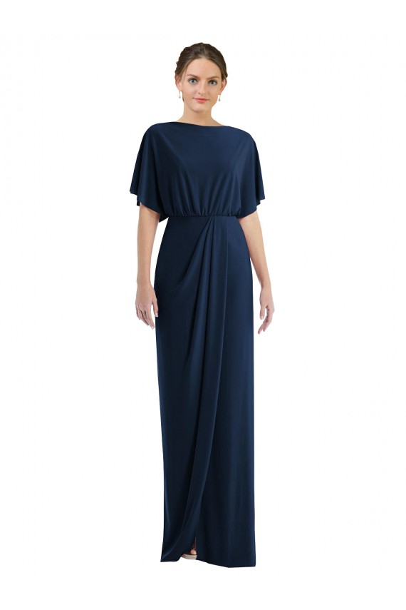 Cheap Open Back Short Sleeves Draped Tulip Skirt Maxi Spandex Bridesmaid Dress / Prom Dress Canada