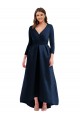 Cheap Long Sleeves Wrapped Formal Spandex Bridesmaid Dress / Prom Dress with High Low Full Skirt and Pockets Canada