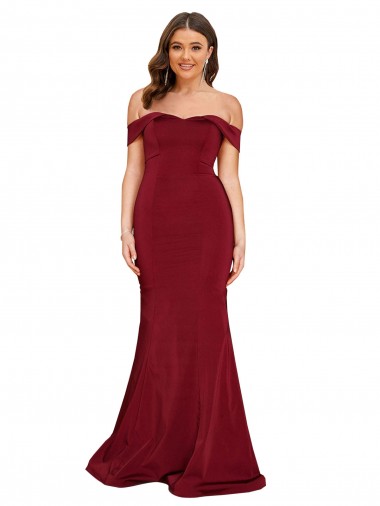 Cheap Off Shoulder Sleeves Sweetheart Neckline Long Formal Spandex Bridesmaid Dress / Prom Dress Canada
