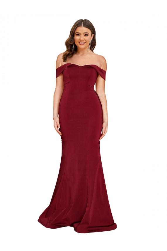 Cheap Off Shoulder Sleeves Sweetheart Neckline Long Formal Spandex Bridesmaid Dress / Prom Dress Canada