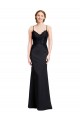 Cheap Long Chiffon Bridesmaid Dress / Prom Dress with Lace Bodice and Curved V-Neckline Canada