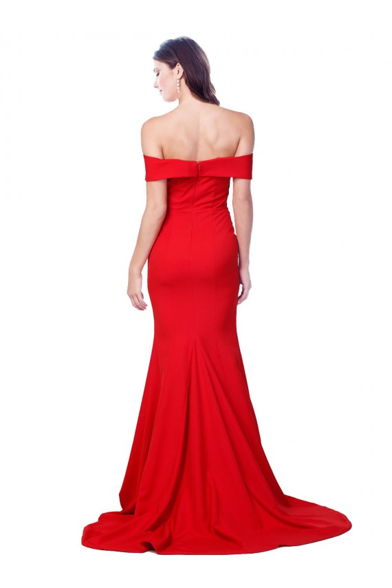Cheap Criss Cross Full Length Long Formal Crepe Bridesmaid Dress / Prom Dress with Side Split Canada